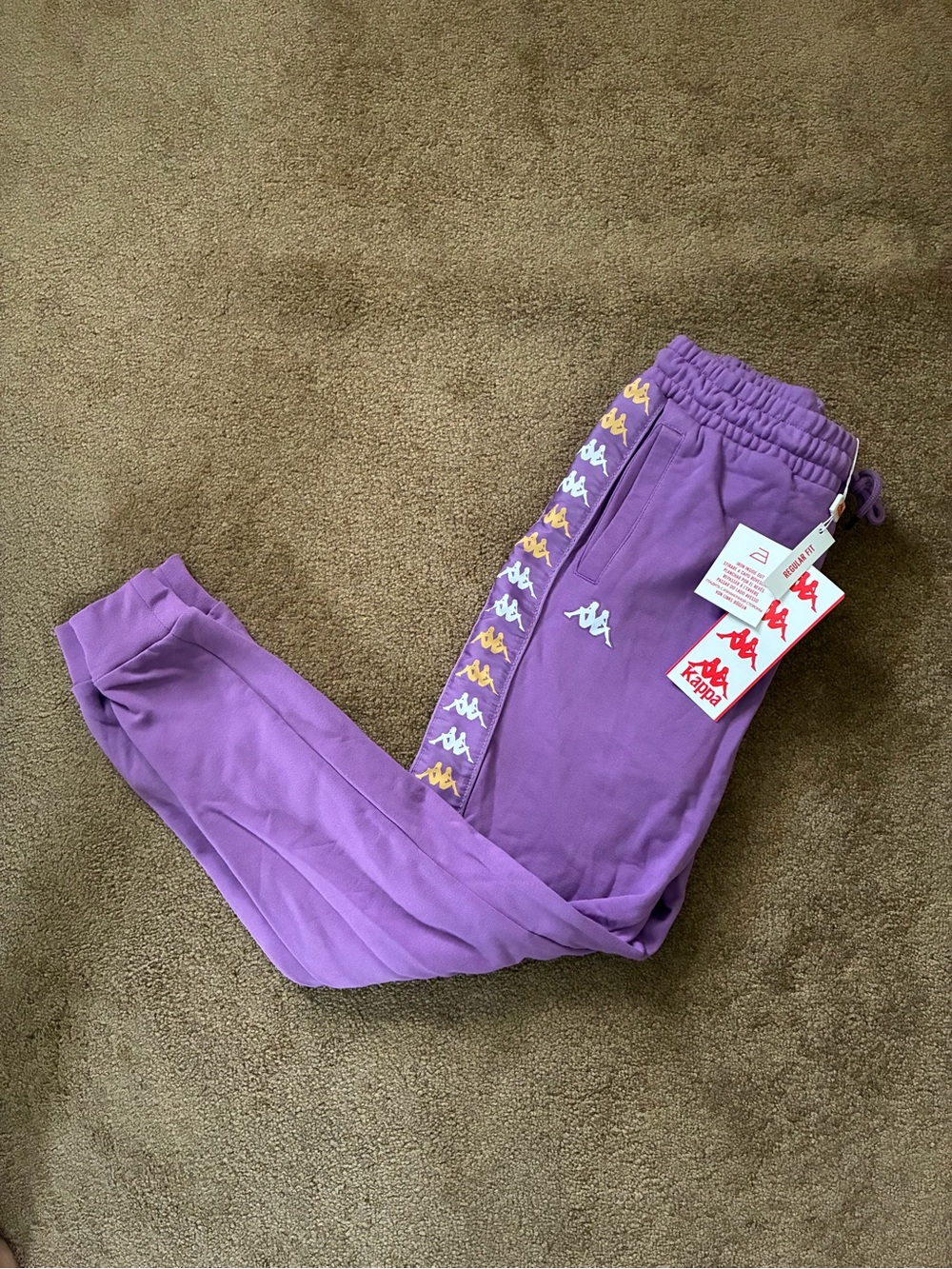 Kappa 222 Banda Alanzin Violet Lavender/Yellow Sweatpants (Men’s size medium)